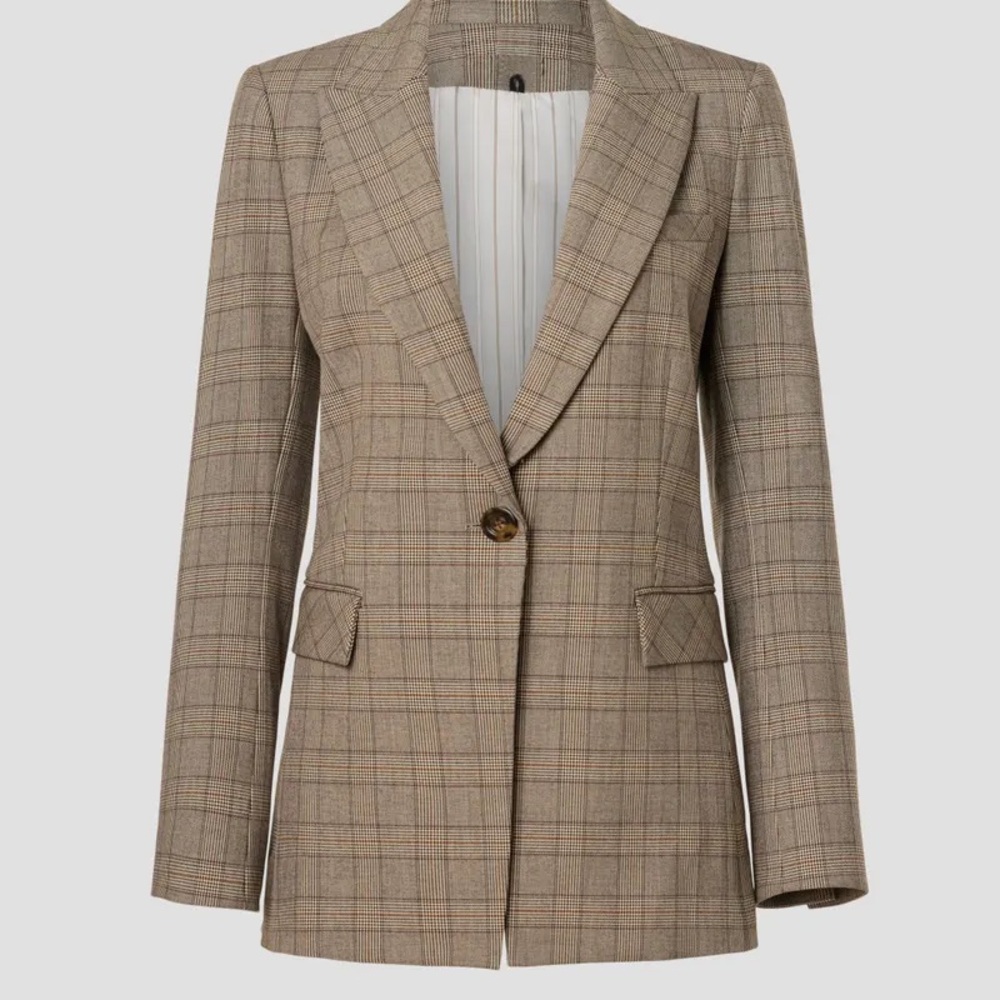 Veronica Beard Long and Lean Dickey Jacket in Chocolate Brown plaid